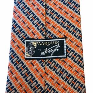 Geometric Orange and Blue Men's Tie